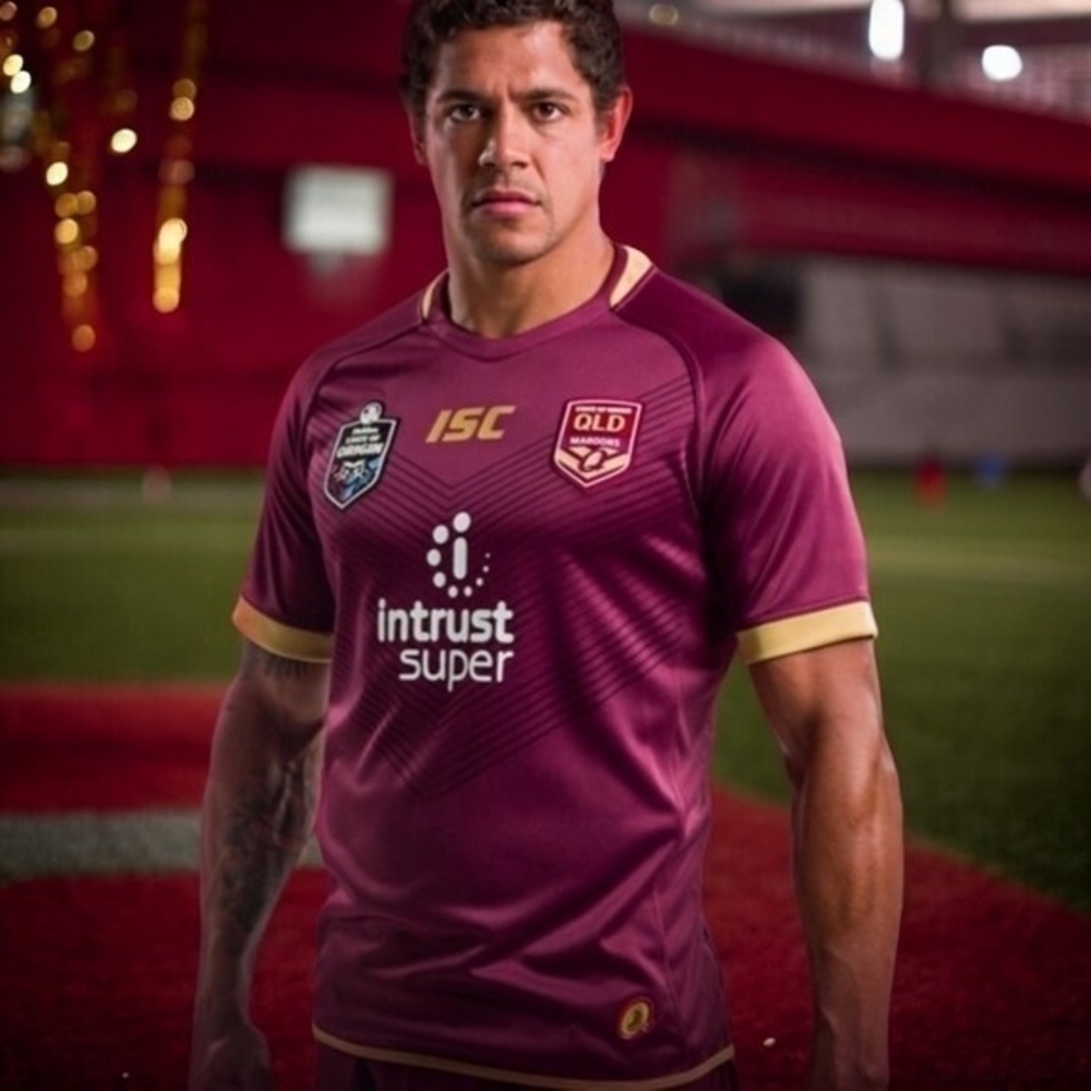 Mens XL Queensland Maroons NRL Rugby Jersey Dri-Fit Shirt Purple Excellent